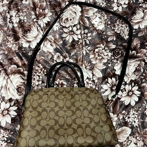 Coach Tan and Black Signature Satchel